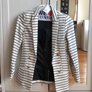 H&M White blazer with black stripes